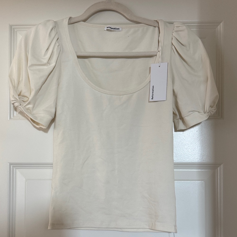 Reformation Frances Top Ivory Puff Sleeve XS